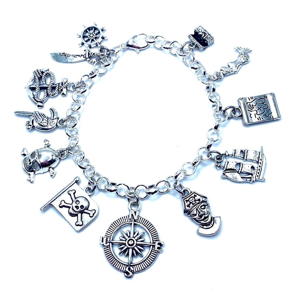Pirate Charm Bracelet Skulls Treasures Ship Mermaid Charms